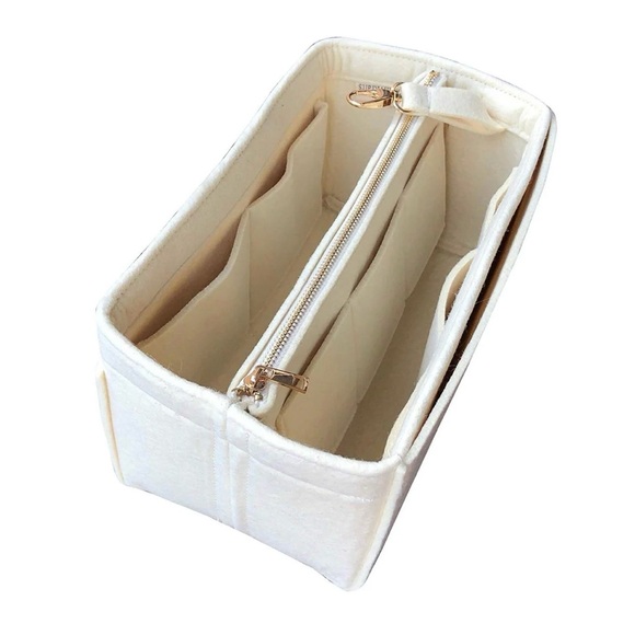 JennyKrafts Handbags - Felt Purse Insert with Middle Zip Pouch for LV Galliera GM (beige color)